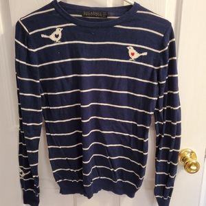 Adorable striped sweater with birds